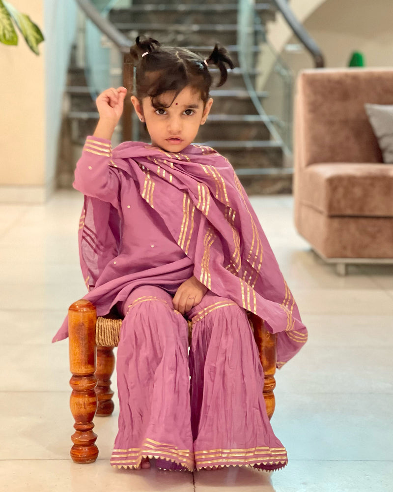 MAUVE COTTON KID'S SHARARA SET