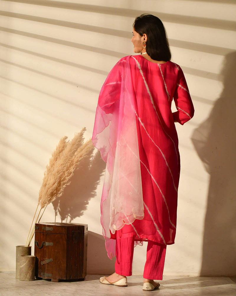 RANI TIE & DYE MUSLIN SUIT SET WITH EMBROIDERY