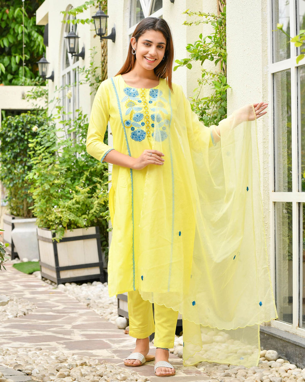 LIME CHANDERI SUIT SET
