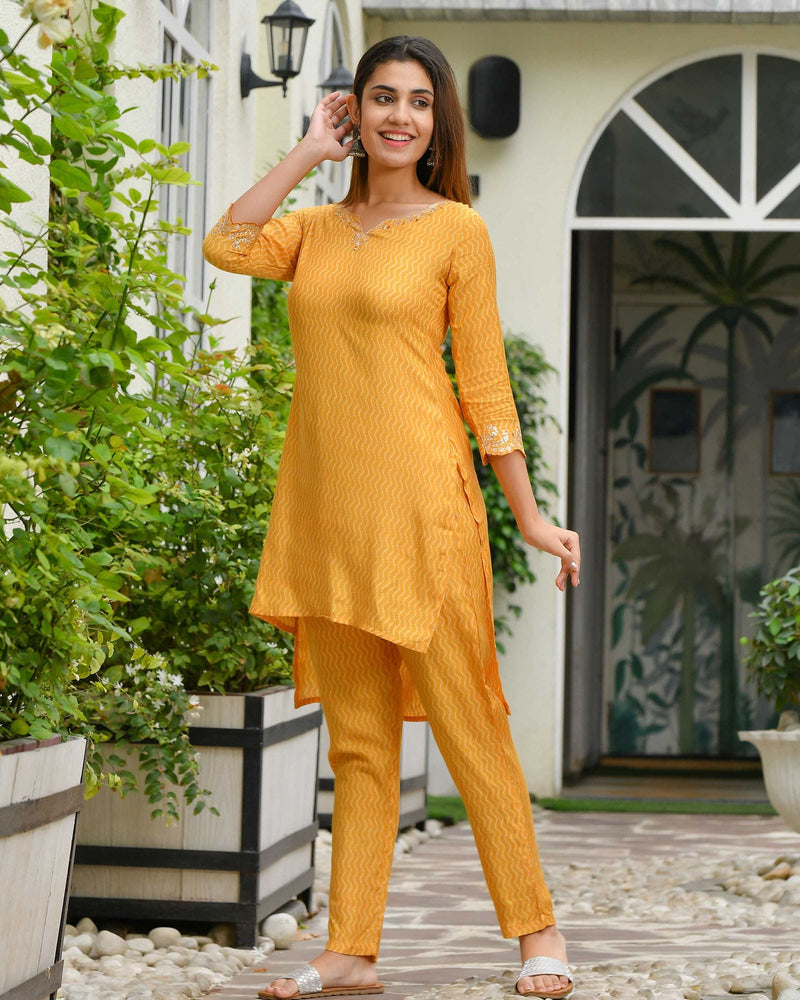 YELLOW MUSTARD MUSLIN KURTA SET