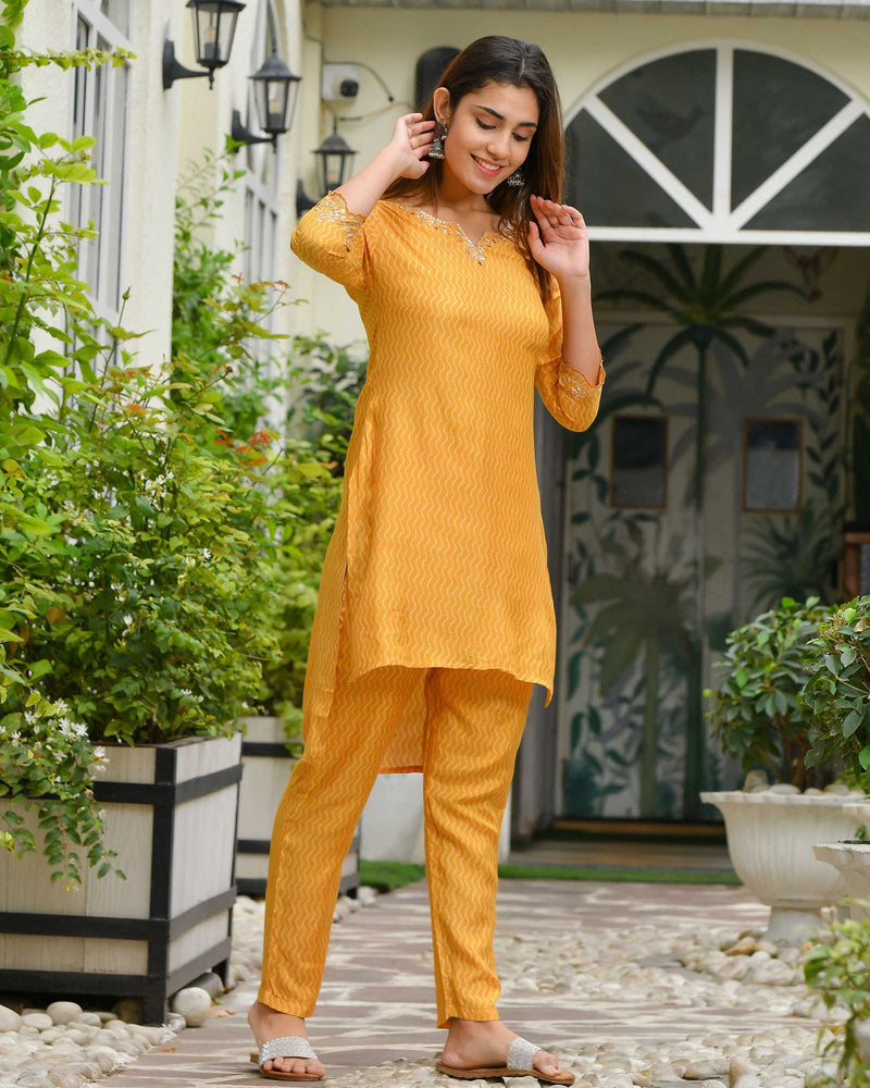 YELLOW MUSTARD MUSLIN KURTA SET