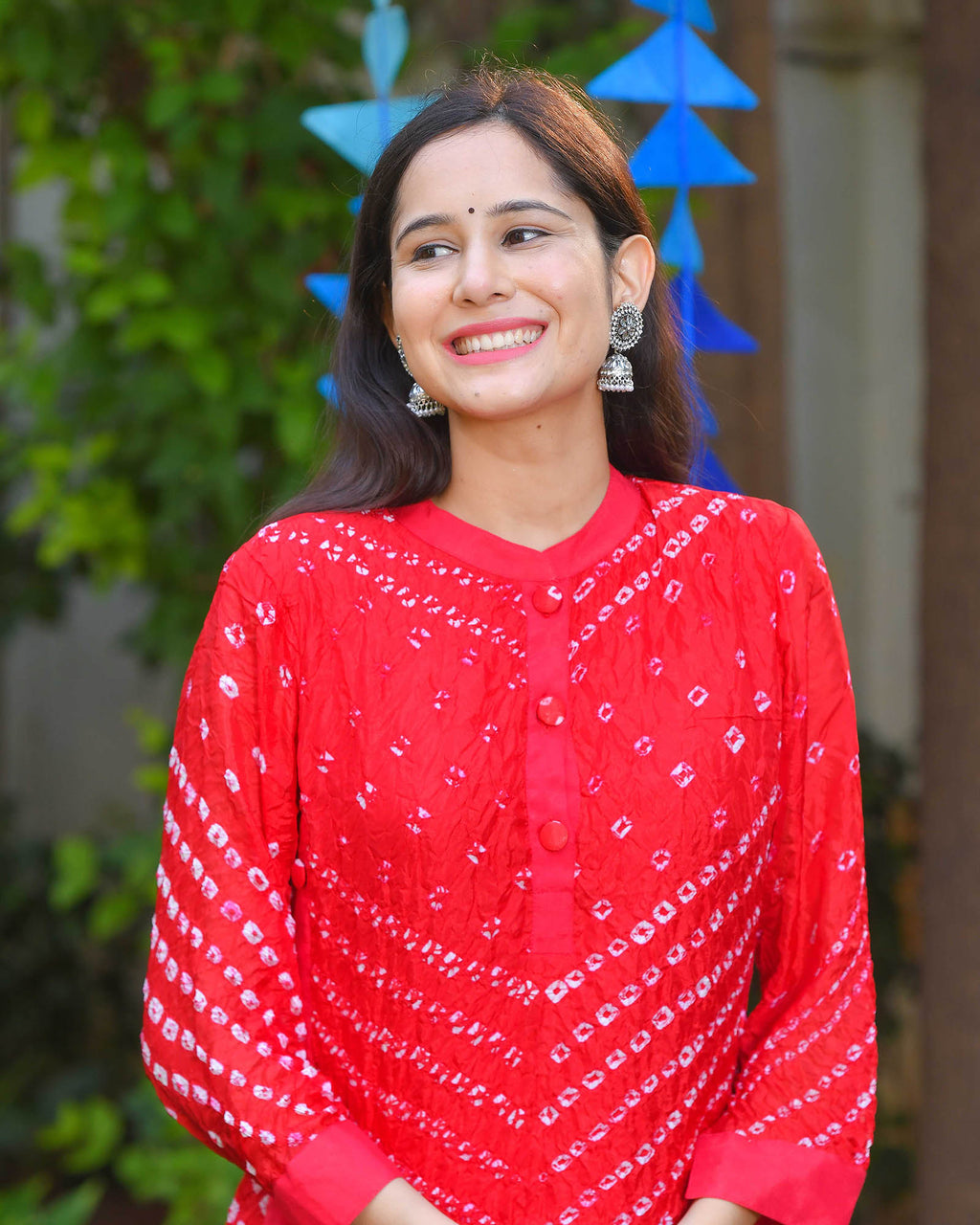 FUSION FESTIVE RED BANDHEJ PANT SET