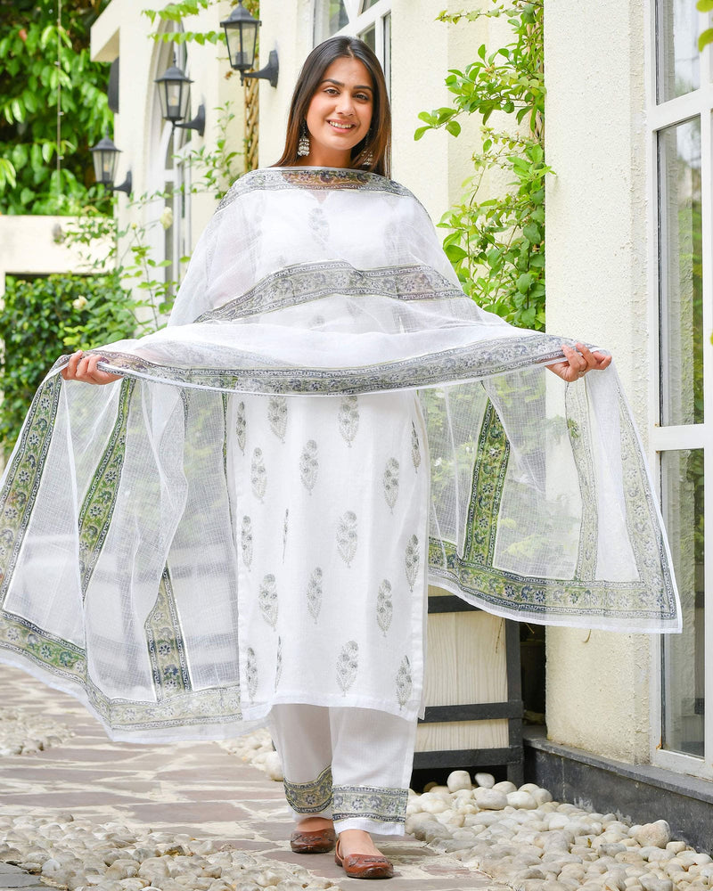 WHITE KOTA DORIA SUIT SET