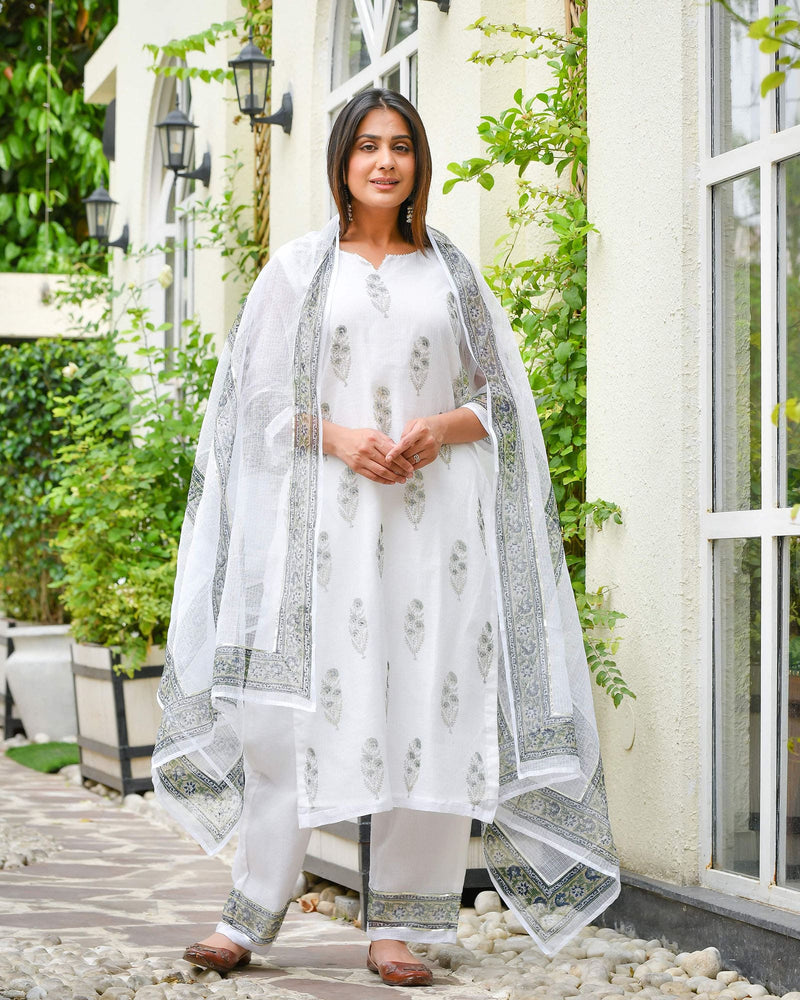 WHITE KOTA DORIA SUIT SET
