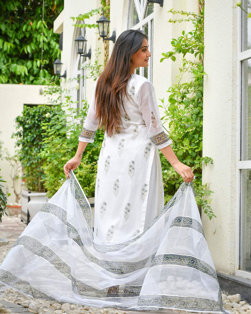 WHITE KOTA DORIA SUIT SET