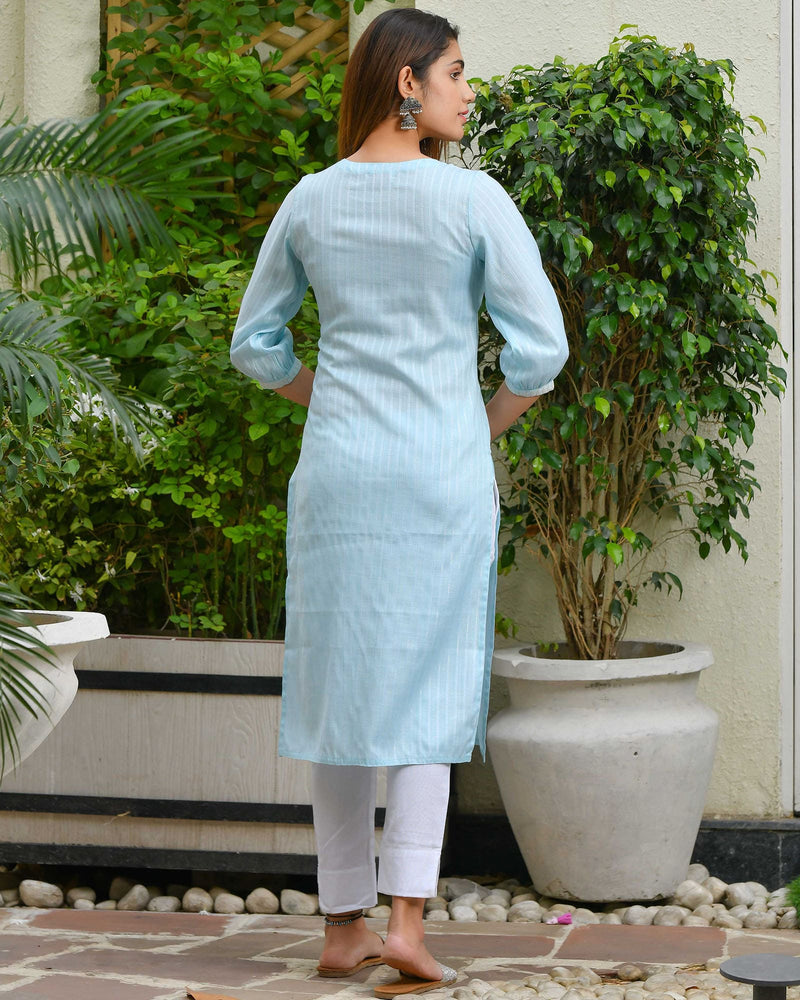 SKY BLUE COTTON KURTA