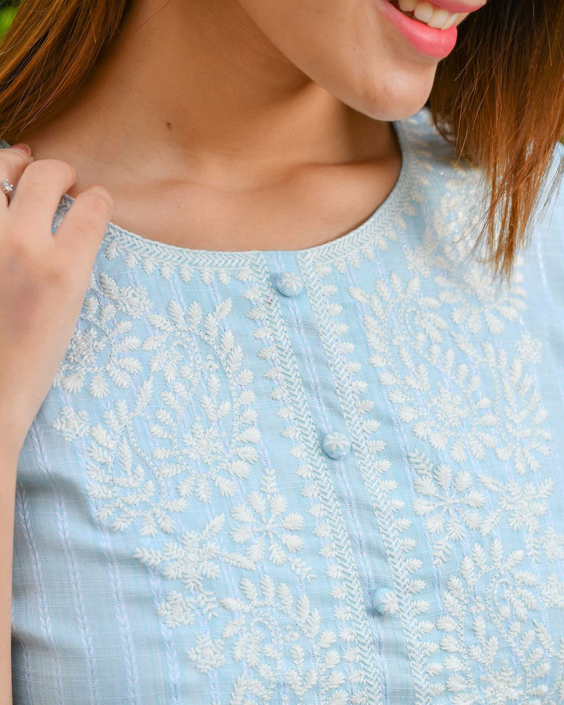 SKY BLUE COTTON KURTA