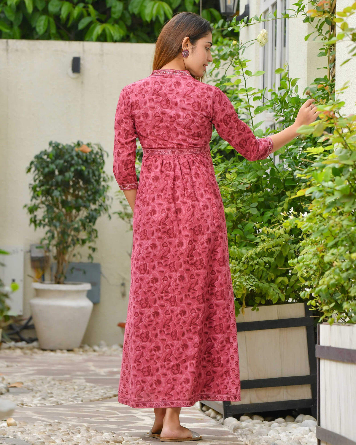 FUSCHIA PINK A-LINE COTTON DRESS