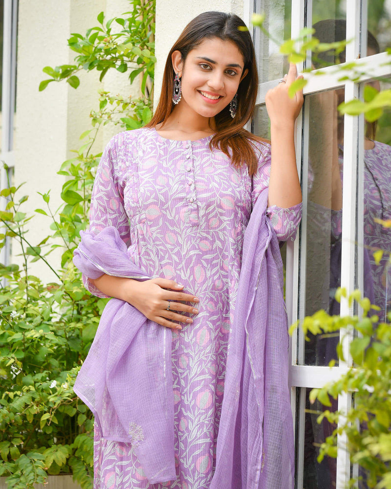 PURPLE DOBY COTTON SUIT SET