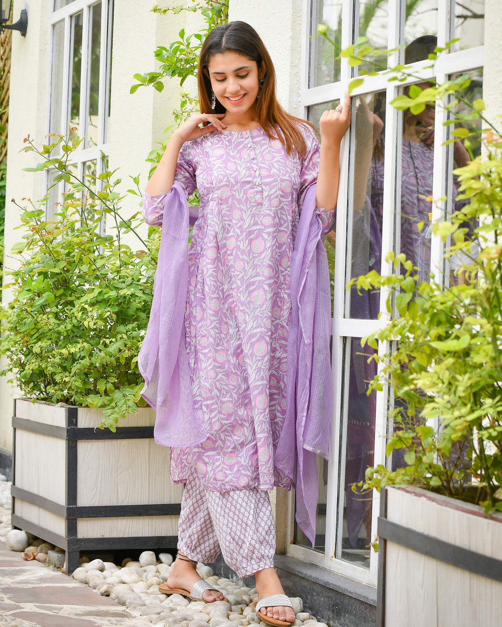 PURPLE DOBY COTTON SUIT SET