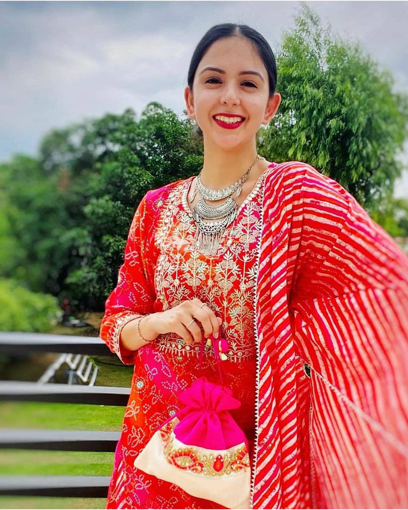 RED & ORANGE BANDHEJ SHARARA SET